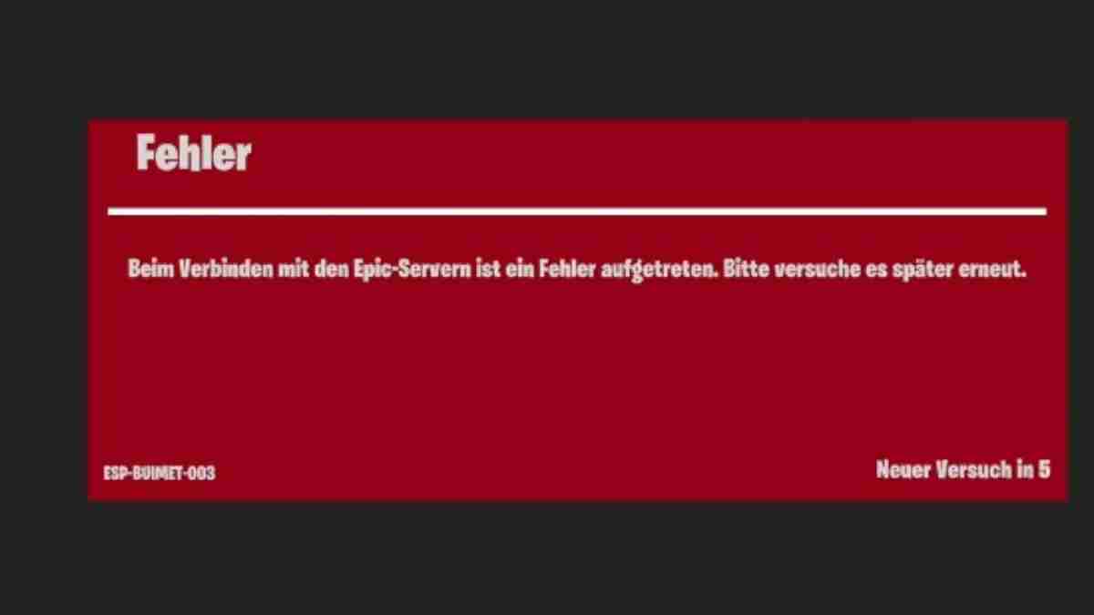Beim verbinden mit den epic servern ist ein fehler aufgetreten