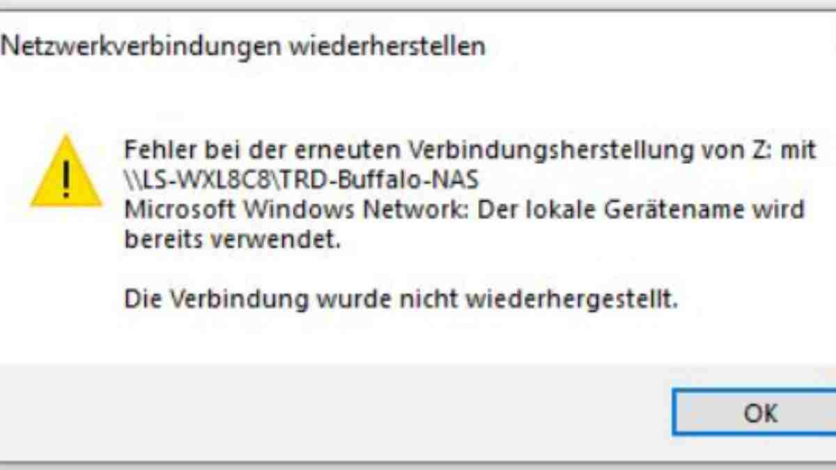 Fehler bei der erneuten verbindungsherstellung der lokale gerätename wird bereits verwendet