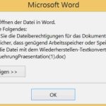 Fehler Beim öffnen der datei in word