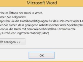 Fehler Beim öffnen der datei in word